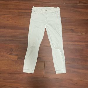 Mother Denim white distressed jeans